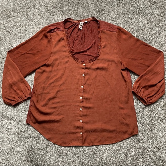 ANTHROPOLOGIE DOLAN Marilyn Left Coast Collection Top  Sz XL In Rust - Picture 4 of 10